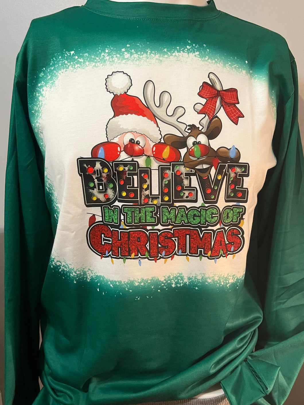 Believe in the Spirit of Christmas bleached tee